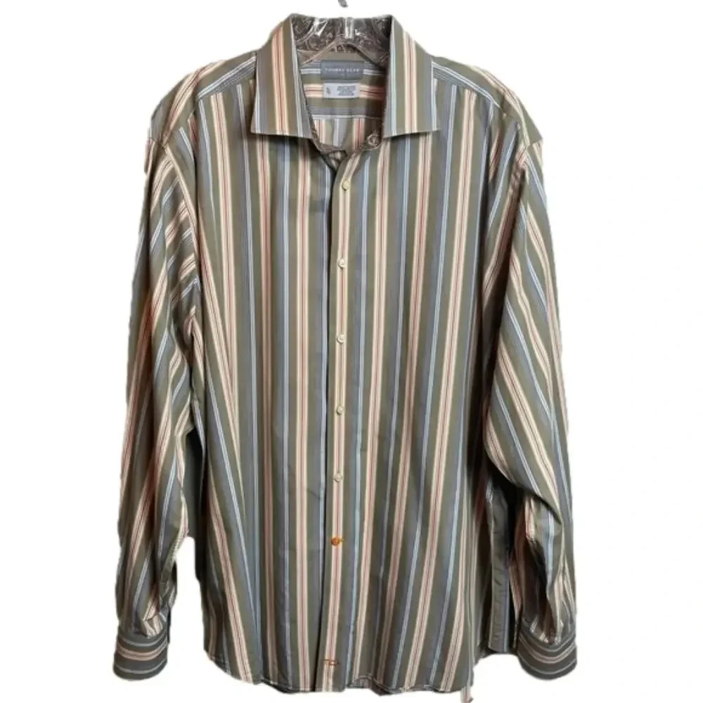 THOMAS Dean long sleeve‎ stripe button up shirt.